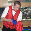 Magic Ray producing a blue scarf